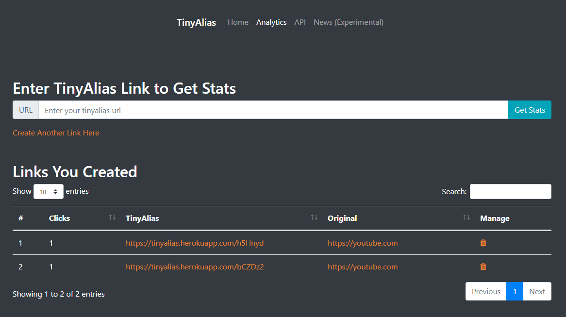 TinyAlias Analytics